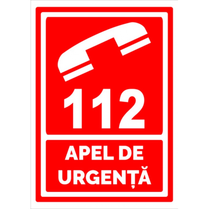 Indicator Semn pentru apel de urgenta, Sticker autocolant, Cri-Flo, Dimensiune A3 42x30 cm