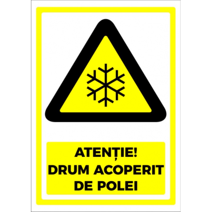 Indicator Semn pentru drum acoperit cu polei, Sticker autocolant, Cri-Flo, Dimensiune A4 21x30 cm
