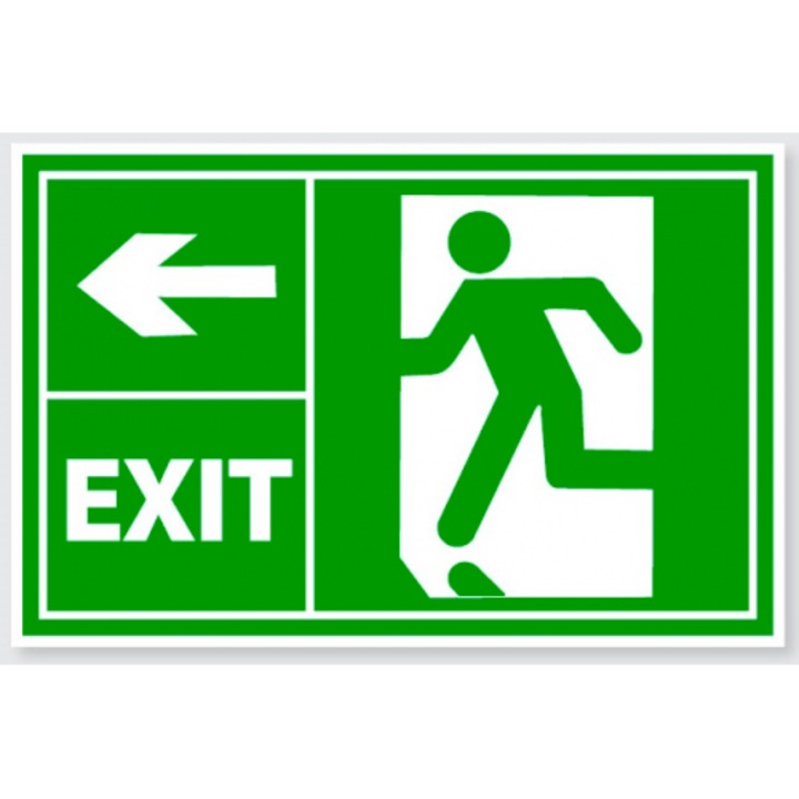 Indicator Semn pentru prim ajutor exit stanga, Sticker autocolant, Cri-Flo, Dimensiune A4 21x30 cm