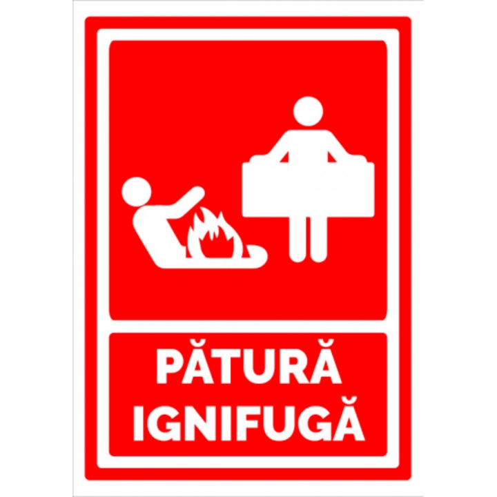 Indicator Semn pentru patura ignifuga, Sticker autocolant, Cri-Flo, Dimensiune A3 42x30 cm