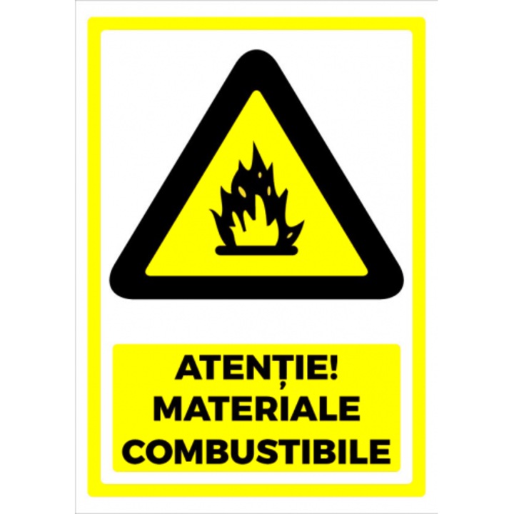 Indicator Semn pentru material combustibil, Sticker autocolant, Cri-Flo, Dimensiune A4 21x30 cm