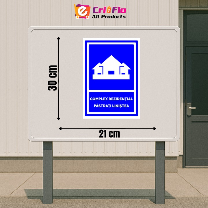 Indicator Semn pentru zona de complex rezidential, Sticker autocolant, Cri-Flo, Dimensiune A4 21x30 cm