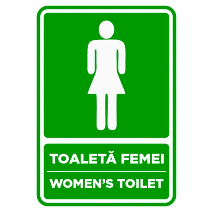 Indicator Semn pentru toaleta femei women's toilet, Sticker autocolant, Cri-Flo, Dimensiune A3 42x30 cm