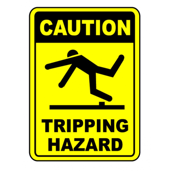 Indicator Sign caution tripping hazard, Sticker autocolant, Cri-Flo, Dimensiune A5 21x15 cm