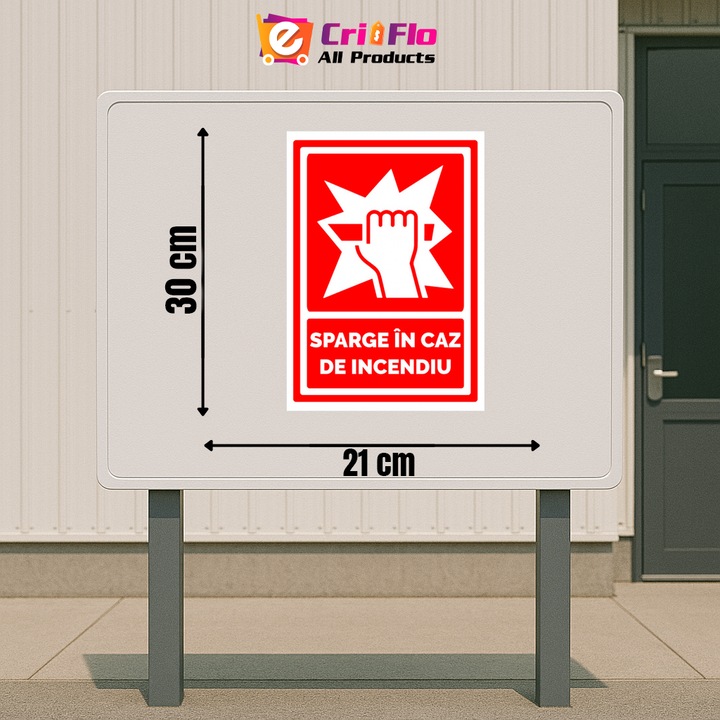 Indicator Semne sparge in caz de incendiu, Sticker autocolant, Cri-Flo, Dimensiune A4 21x30 cm