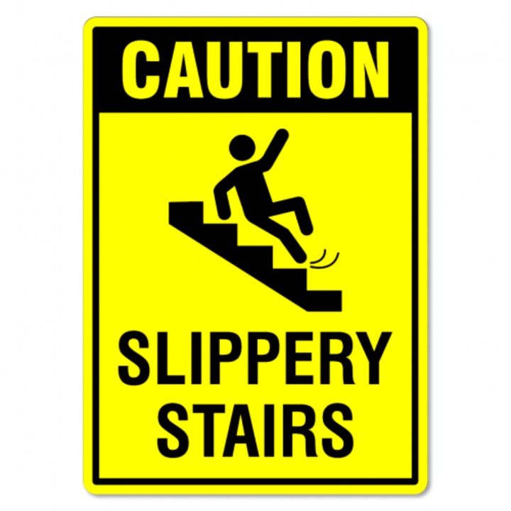 Indicator Sign caution slippery stairs, Sticker autocolant, Cri-Flo, Dimensiune A5 21x15 cm