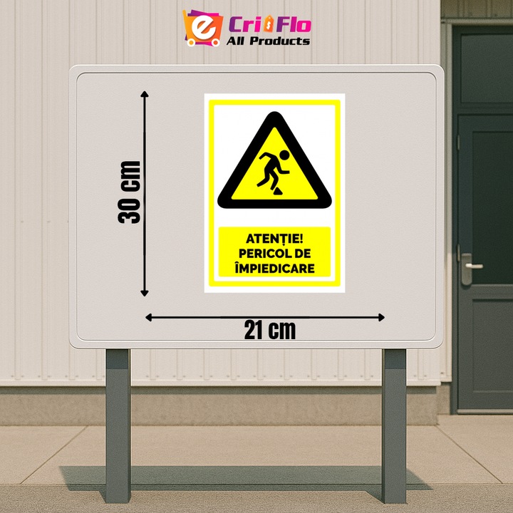 Indicator Semn pentru pericol de impiedicare, Sticker autocolant, Cri-Flo, Dimensiune A4 21x30 cm
