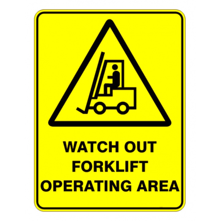 Indicator Sign watch out forklift operating area, Sticker autocolant, Cri-Flo, Dimensiune A4 21x30 cm
