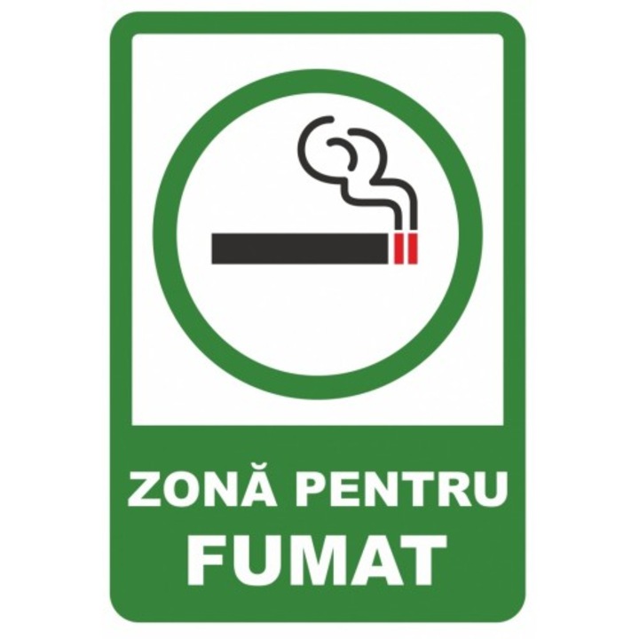 Indicator Zona pentru fumat, Sticker autocolant, Cri-Flo, Dimensiune A5 21x15 cm
