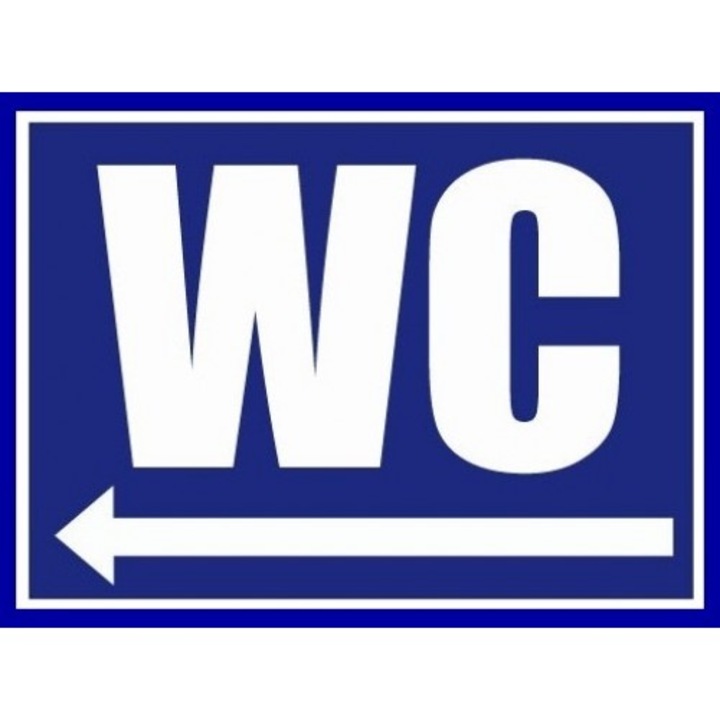 Indicator Wc cu sageata toaleta spre stanga, Sticker autocolant, Cri-Flo, Dimensiune A3 42x30 cm