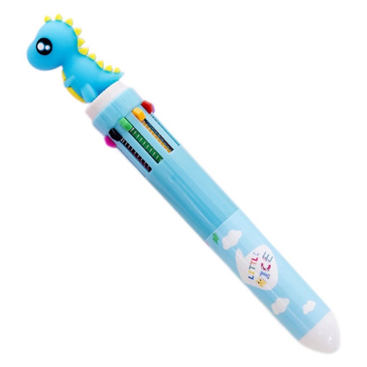 Pix multifunctional cu 10 culori, dinozaur, 16cm, multicolor