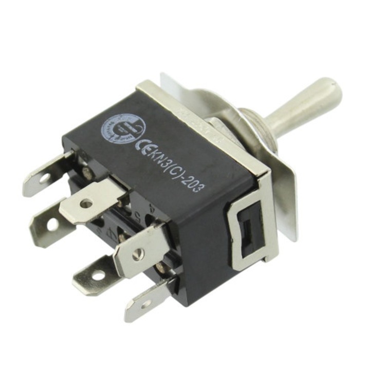 Intrerupator basculant, 3 pozitii, mod comutare ON-OFF-ON, DP3T, T212552