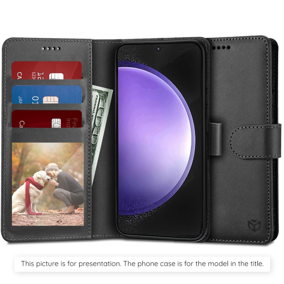 Husa pentru Motorola Edge 60 Pro, SKYDDAR INNOVATION, Diary Book, tip carte, cu Portofel Interior, Antisoc, Negru, set cu sticker