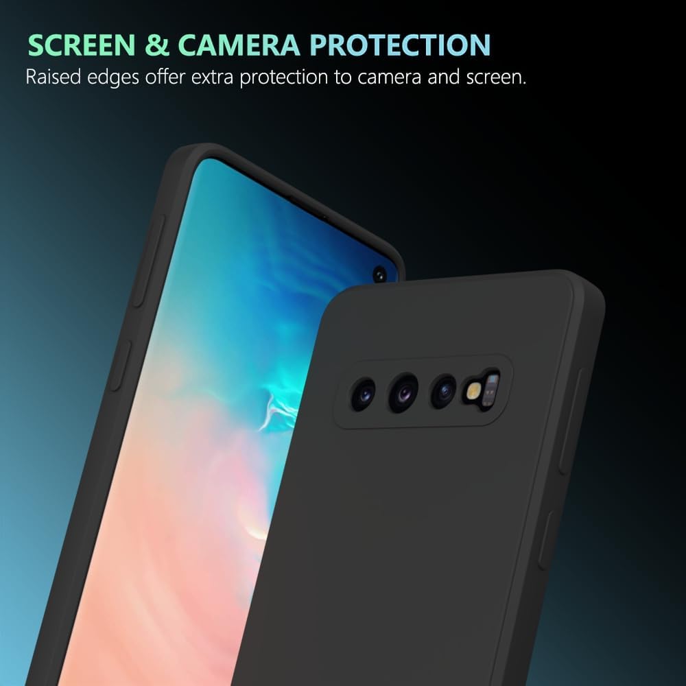 Husa protectie compatibila cu Samsung Galaxy S10 Plus, Silicon Flexibil Mat, Protectie Camera, Margini Ridicare pentru protectie ecran, Negru