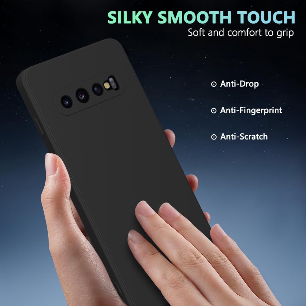 Husa protectie compatibila cu Samsung Galaxy S10 Plus, Silicon Flexibil Mat, Protectie Camera, Margini Ridicare pentru protectie ecran, Negru