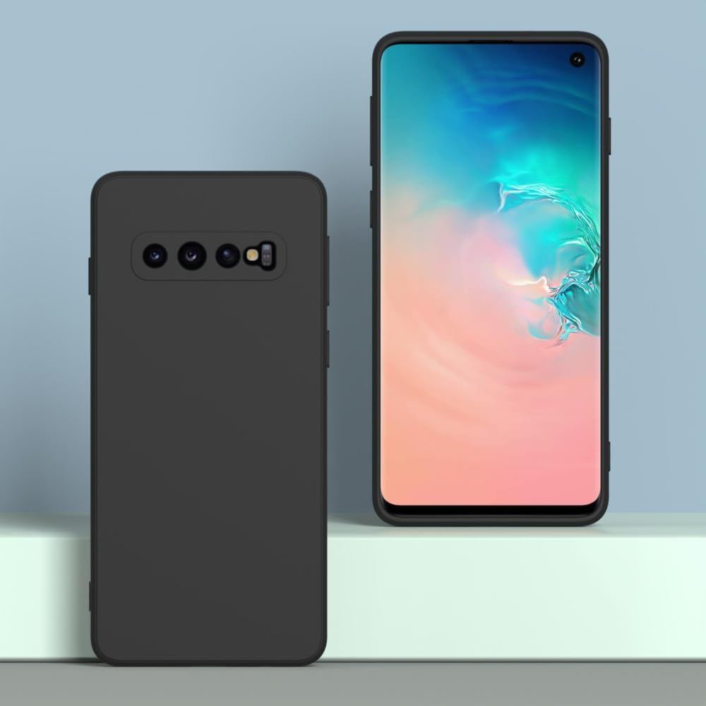 Husa protectie compatibila cu Samsung Galaxy S10 Plus, Silicon Flexibil Mat, Protectie Camera, Margini Ridicare pentru protectie ecran, Negru