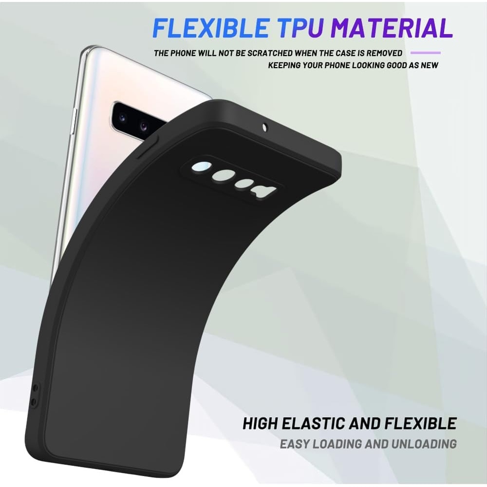 Husa protectie compatibila cu Samsung Galaxy S10 Plus, Silicon Flexibil Mat, Protectie Camera, Margini Ridicare pentru protectie ecran, Negru
