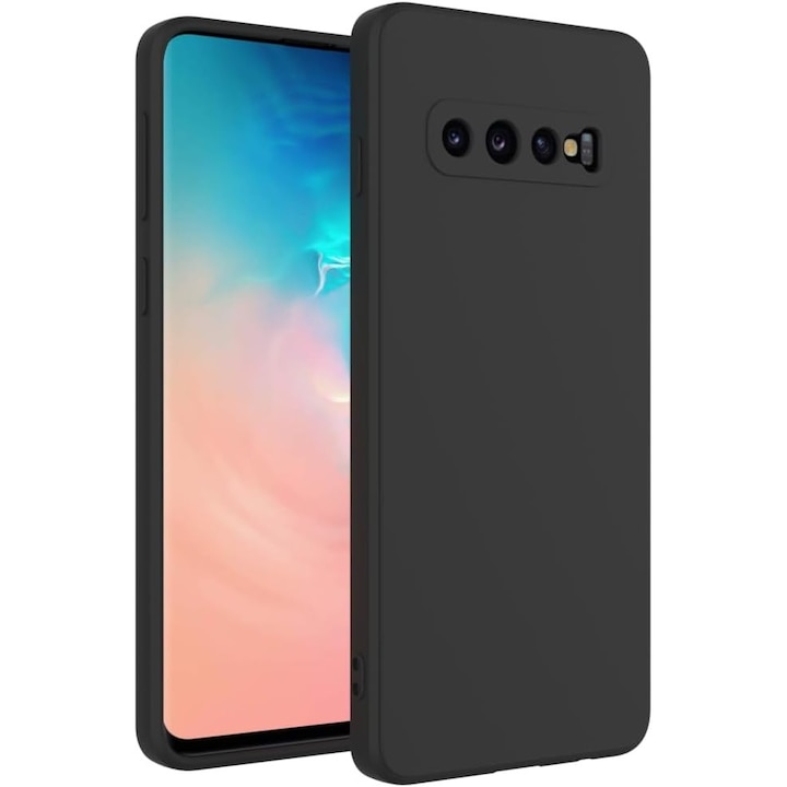 Husa protectie compatibila cu Samsung Galaxy S10, Silicon Flexibil Mat, Protectie Camera, Margini Ridicare pentru protectie ecran, Negru