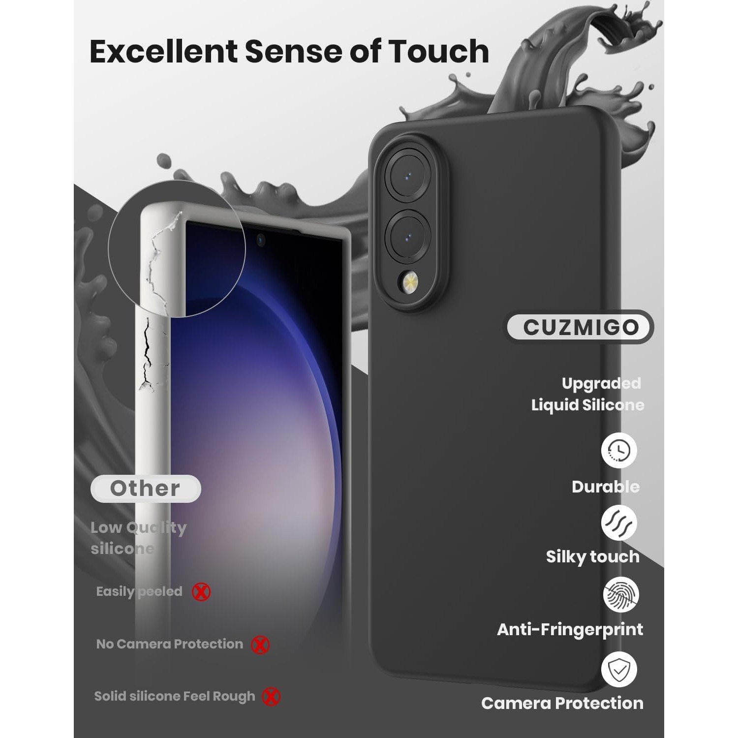 Husa protectie compatibila cu Samsung Galaxy S25 Edge, Silicon Flexibil Mat, Protectie Camera, Margini Ridicare pentru protectie ecran, Negru