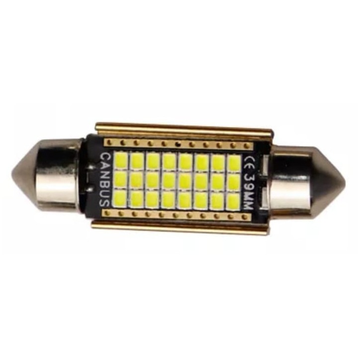 Set 2 Becuri Auto LED C5W, AutoREY® Premium, Bec LED Sofit 39mm 5W CANBUS, Iluminare Alb 6000K, Fara Eroare in Bord, Compatibile Plafoniera Portbagaj si Lampi Numar, Instalare Plug & Play, Consum Redus, Luminozitate Ridicata, Durata Lunga de Viata