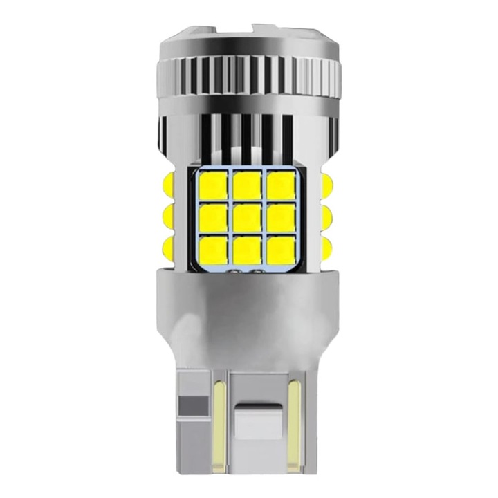 LED izzó T20 / W21/5W / 7443 DRL nappali menetfény 2 izzószállal, 30W, 2800LM, 6000K hideg fehér, 36 SMD 3030, beépített ventilátor, integrált Canbus, nincs kiégett izzó hiba, 12V AutoREY® Premium