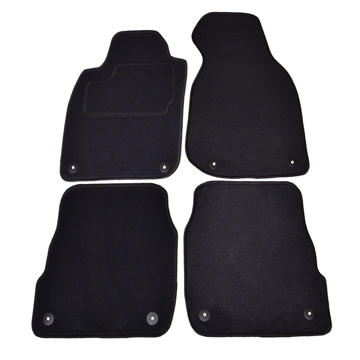 Set covorase velur, Audi, A6, 1997-2004, 4 bucati, culoare negru, 2 covorase fata, 2 covorase spate, material: velur