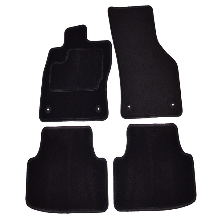 Set covorase velur, Audi, A3, 2012-2020, 4 bucati, negru, 2 covorase fata, 2 covorase spate, material: catifea