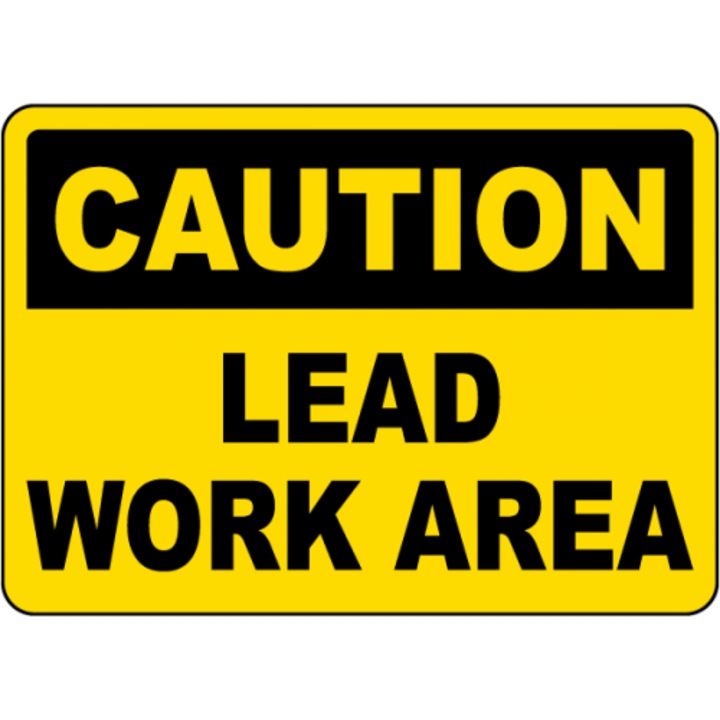 Indicator Caution Lead Work Area Sign, Sticker autocolant, Cri-Flo, Dimensiune A5 21x15 cm