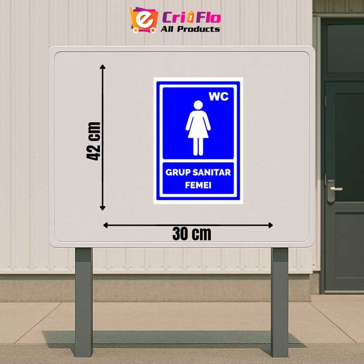 Indicator Semn de grup sanitar femei, Sticker autocolant, Cri-Flo, Dimensiune A3 42x30 cm