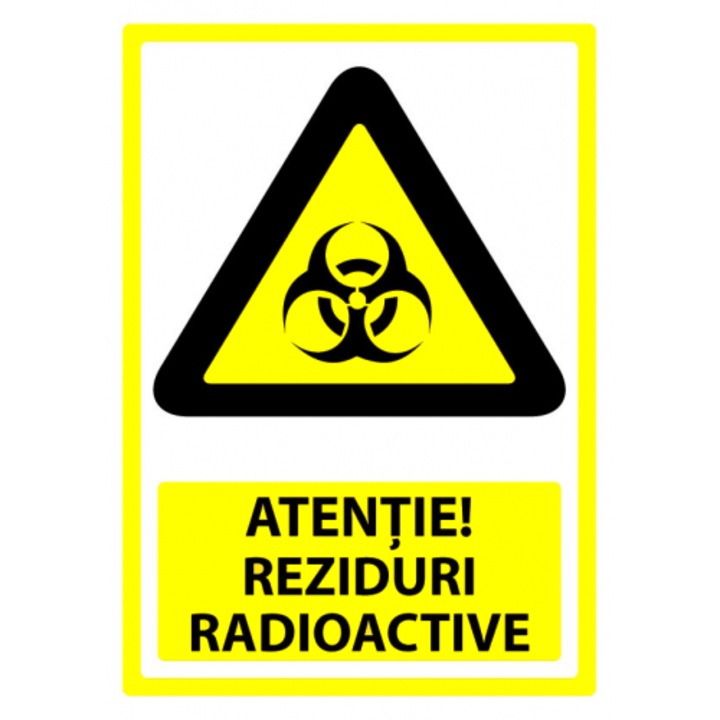 Indicator Semn pentru reziduuri radioactive, Sticker autocolant, Cri-Flo, Dimensiune A3 42x30 cm