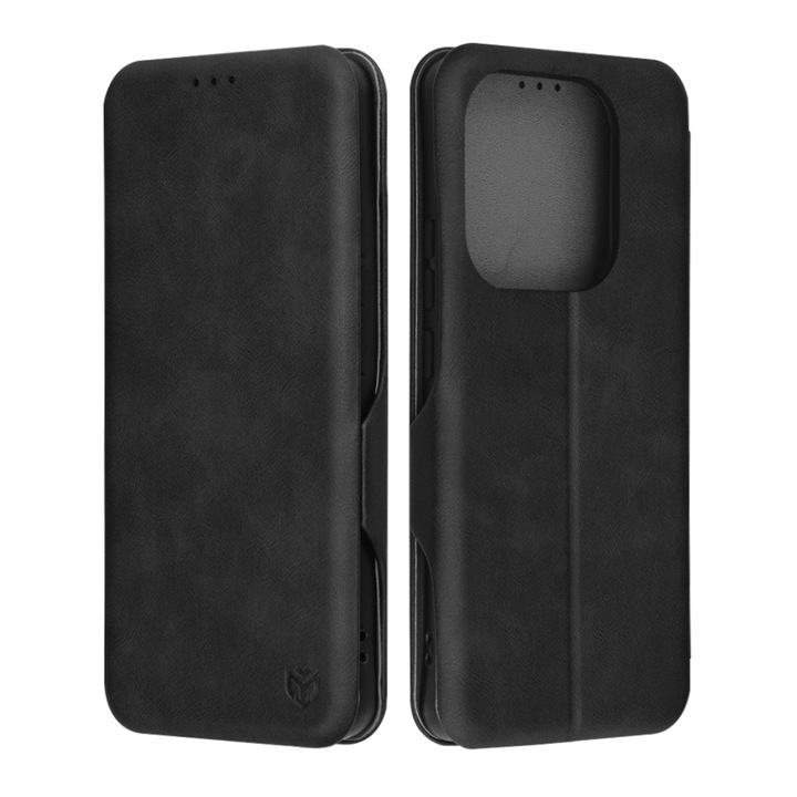 Husa pentru Xiaomi Redmi Note 14 5G, SKYDDAR INNOVATION, Safe Wallet tip carte din Piele Ecologica, Suport Carduri, Inchidere Magnetica, Negru, set cu sticker