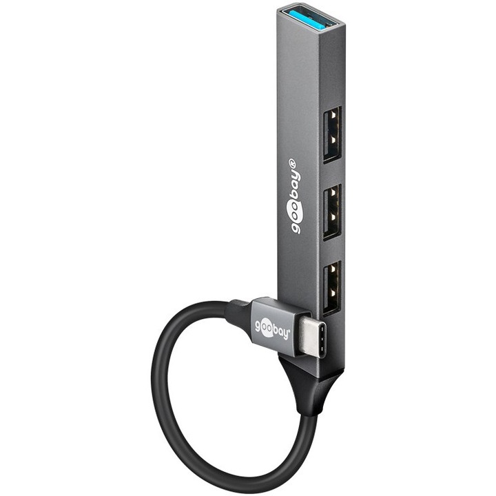 Hub USB Slim 4-Port, USB-C la USB-A, 5 Gbit/s, Goobay