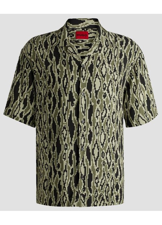 Camasa barbati HUGO Espino, regular, verde, 100% viscoza