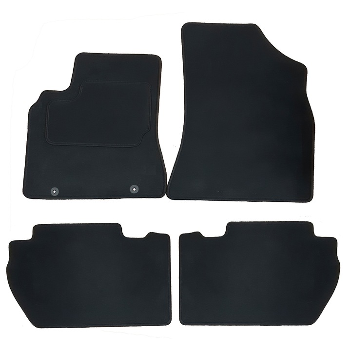 Set covorase velur, Citroen, Berlingo II, negru, 2 bucati, dedicate Peugeot Partner II, 2014-2018, material: catifea