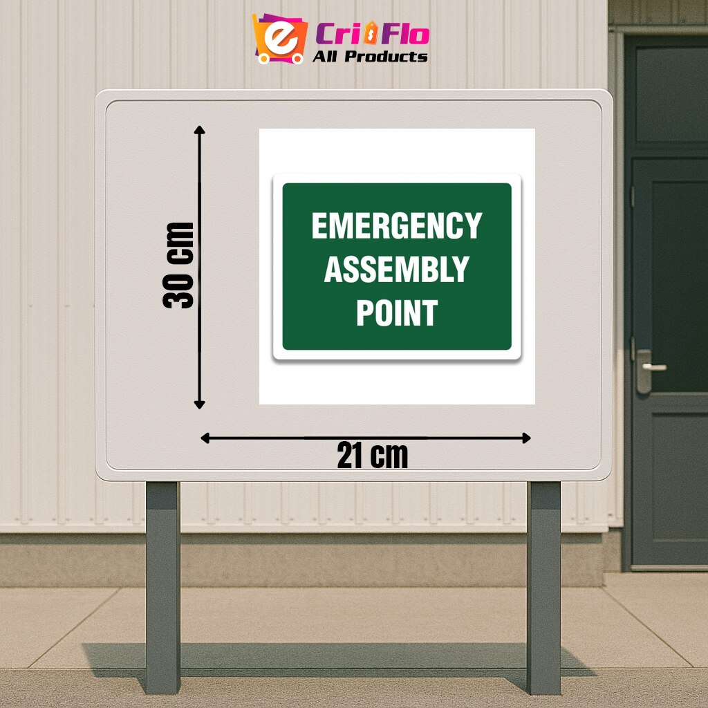 Indicator EMERGENCY ASSEMBLY POINT SIGN, Sticker autocolant, Cri-Flo ...