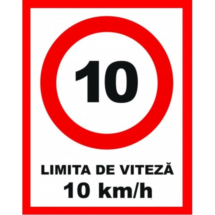 Indicator Pentru limita de viteza 10 km la ora, Sticker autocolant, Cri-Flo, Dimensiune A5 21x15 cm