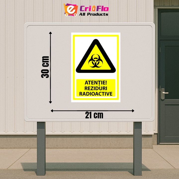 Indicator Semn pentru reziduuri radioactive, Sticker autocolant, Cri-Flo, Dimensiune A4 21x30 cm