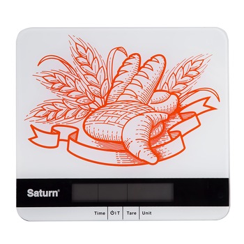 Cantar de bucatarie Saturn, ST-KS7807, 5 kg, Alb/ Rosu Cantar de bucatarie Saturn, ST-KS7807, 5 kg, Alb/ Rosu