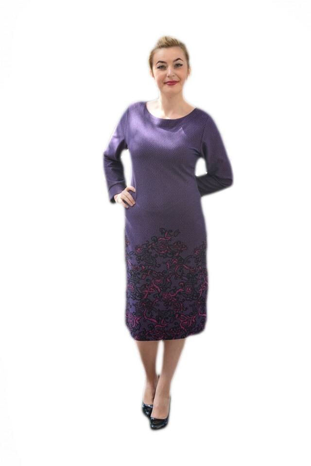Rochie cu imprimeu argintiu in partea de jos, D&J Exclusive, Mov