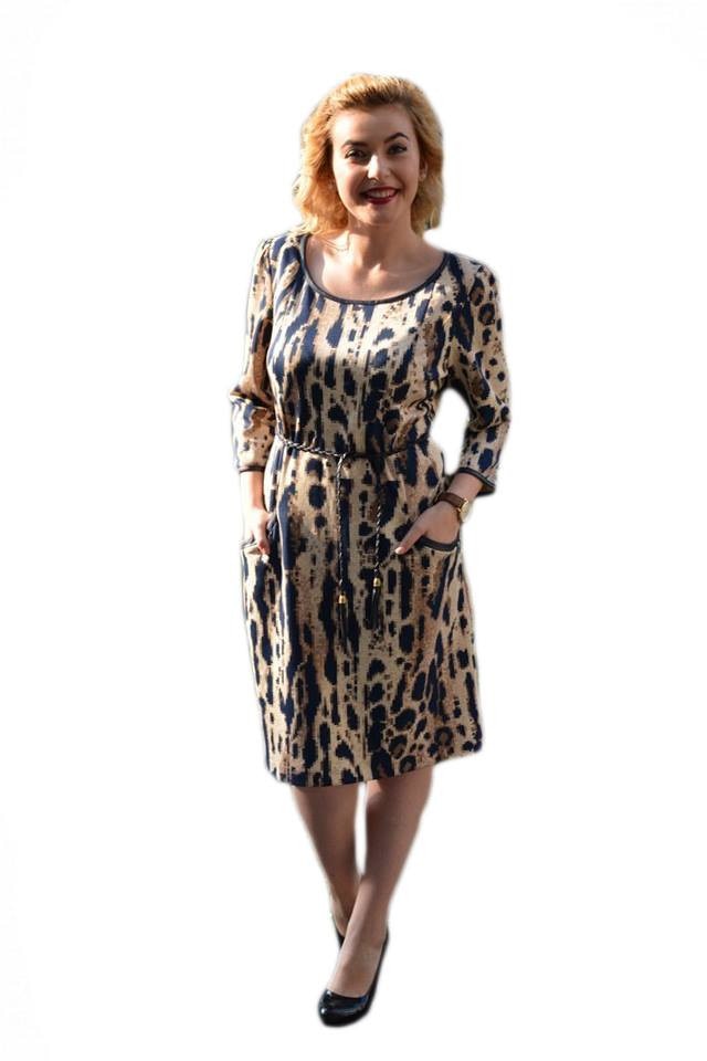Rochie casual cu snur impletit,D&J Exclusive, Bej