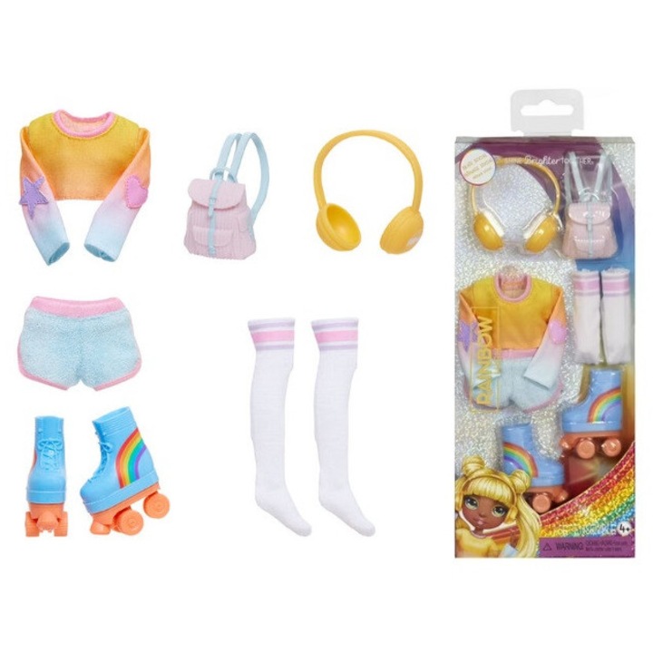 Set Rainbow High Fashion Pack - Skate Social, costum complet, role, 28cm
