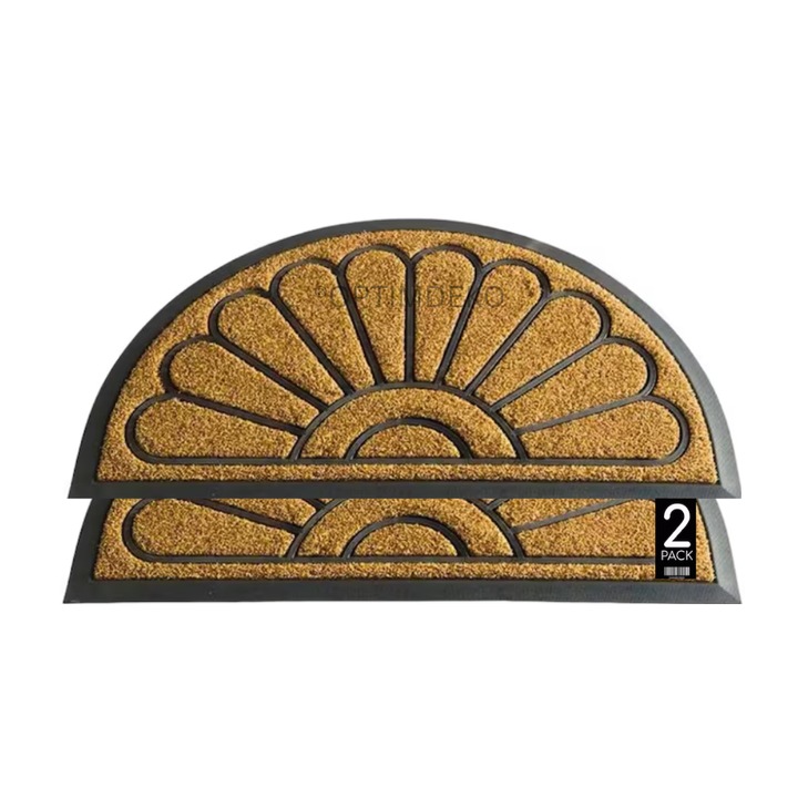 2 darabos csomag Modern bejárati szőnyeg, gumi és polietilén, nagyon ellenálló, 75x45 cm, félkör, OPTIM DEKO