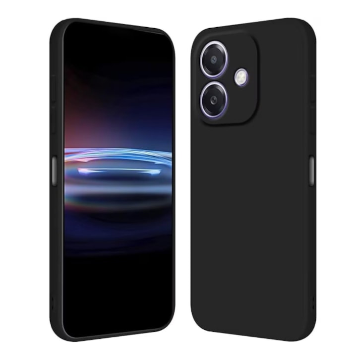 Husa protectie compatibila cu Oppo A40 4G / A40M 4G / A60 5G, Silicon Flexibil Mat, Protectie Camera, Margini Ridicare pentru protectie ecran, Negru