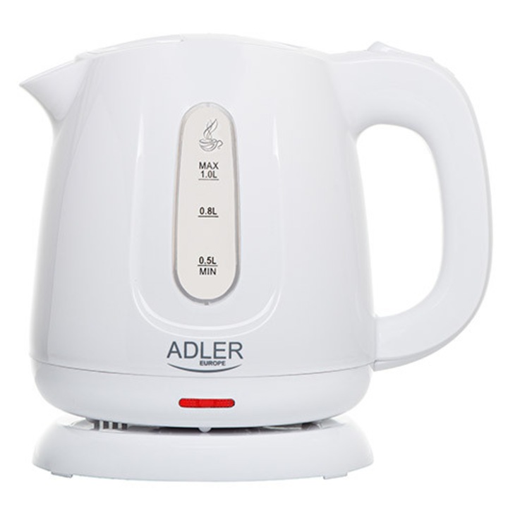 ADLER elektromos vízforraló, 1,0 l, 850 W, szűrővel, fehér