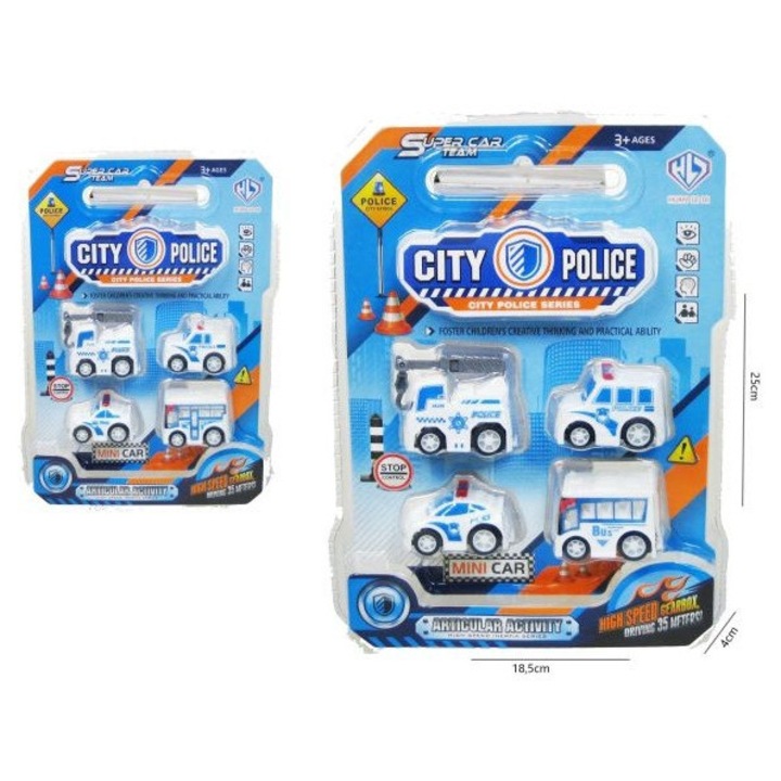 Masinute politie set 4 bucati 5cm