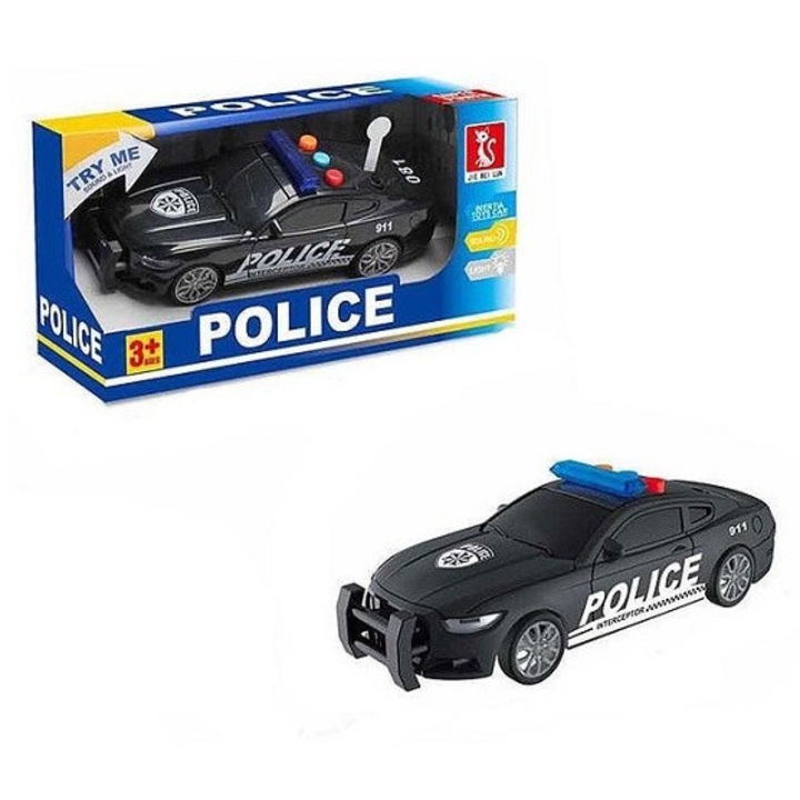 Masinuta politie cu sunet si lumini, 17cm, set