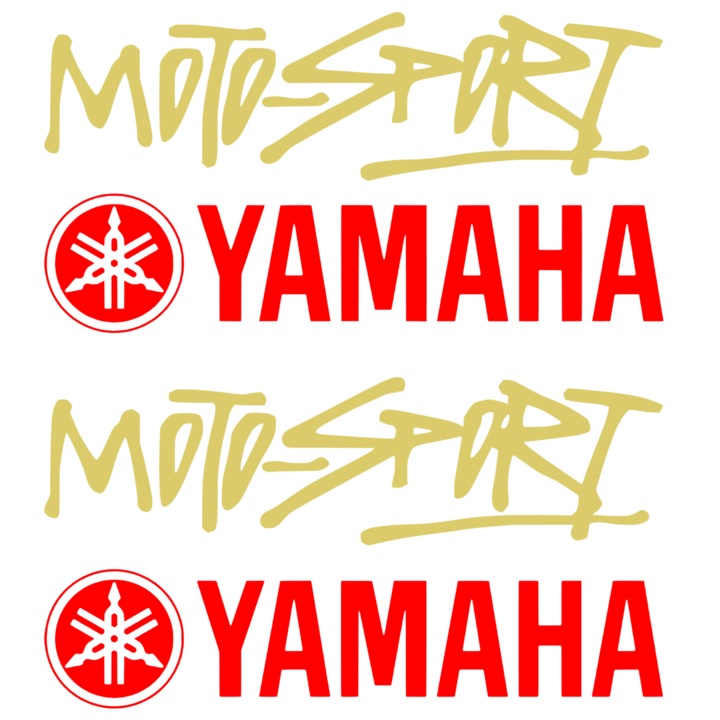 Set 4 stickere decorative Yamaha Moto-Sport, auriu cu rosu, 15cm