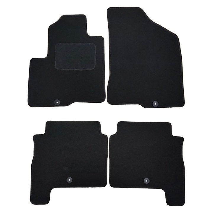 Set covorase velur, Hyundai, Santa Fe II, negru, 4 bucati, 2 covorase fata, 2 covorase spate, material: catifea