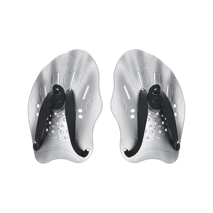 Комплект педълси TREXORA, Гребла за ръце с регулируеми презрамки, Ергономични, Силикон, Универсален размер, Сребрист