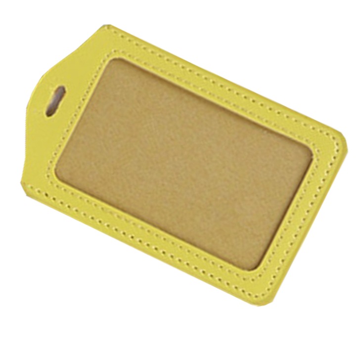 Suport vertical pentru carduri de identitate, piele PU, galben